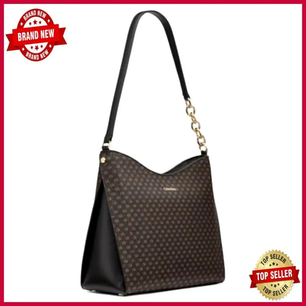 Vegan Leather Hobo Bag with Chain Strap, Interior Pockets, Travel Ready